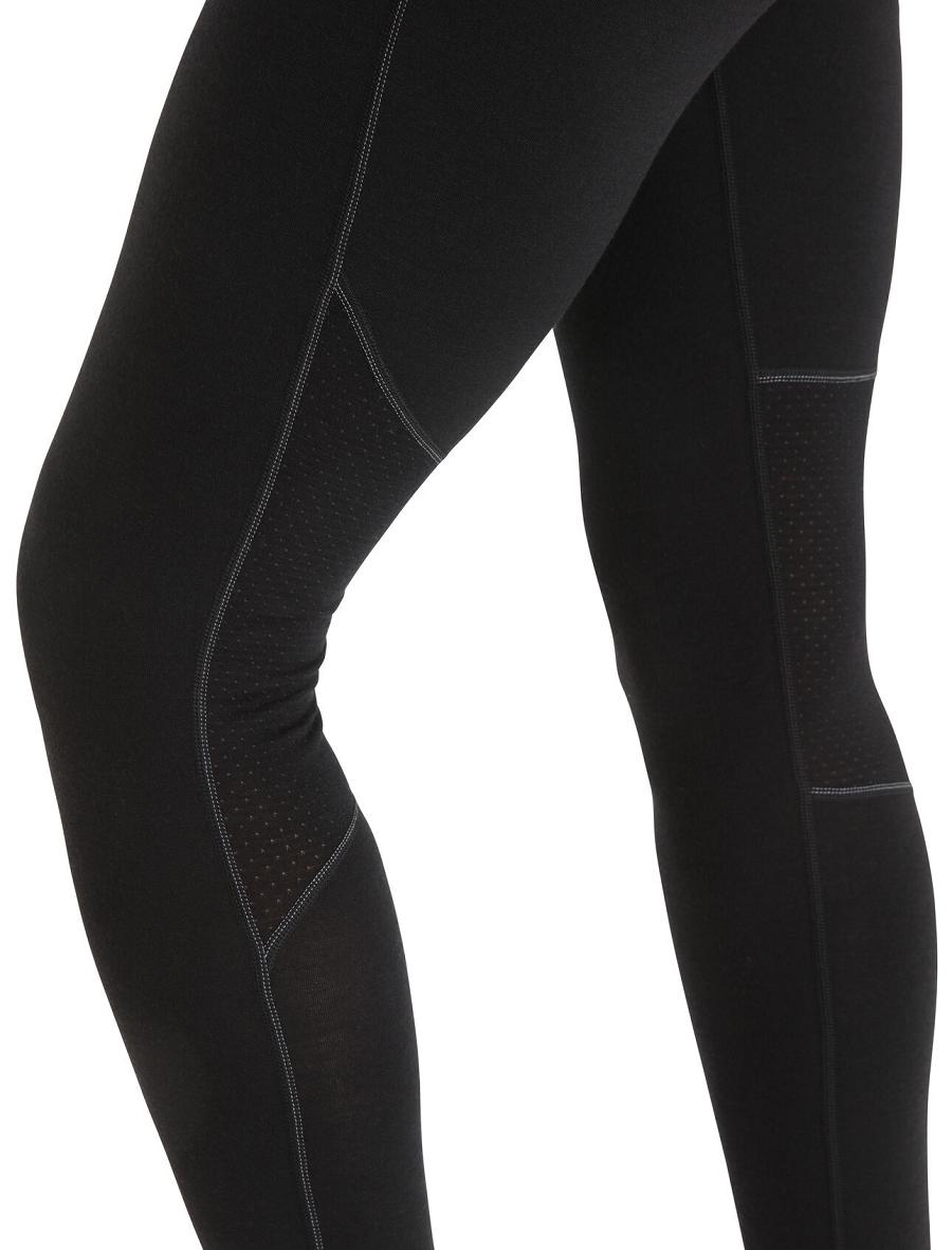 Black Icebreaker BodyfitZone™ Merino 150 Zone Thermal Women's Leggings | AU 1543UZGT